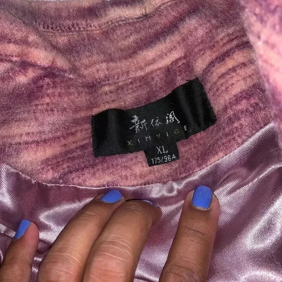 Womens XINVIGE Tweed Drapey BLAZER Jacket Pink SIZE XL PETITE, CASUAL STYLE. - Picture 12 of 13